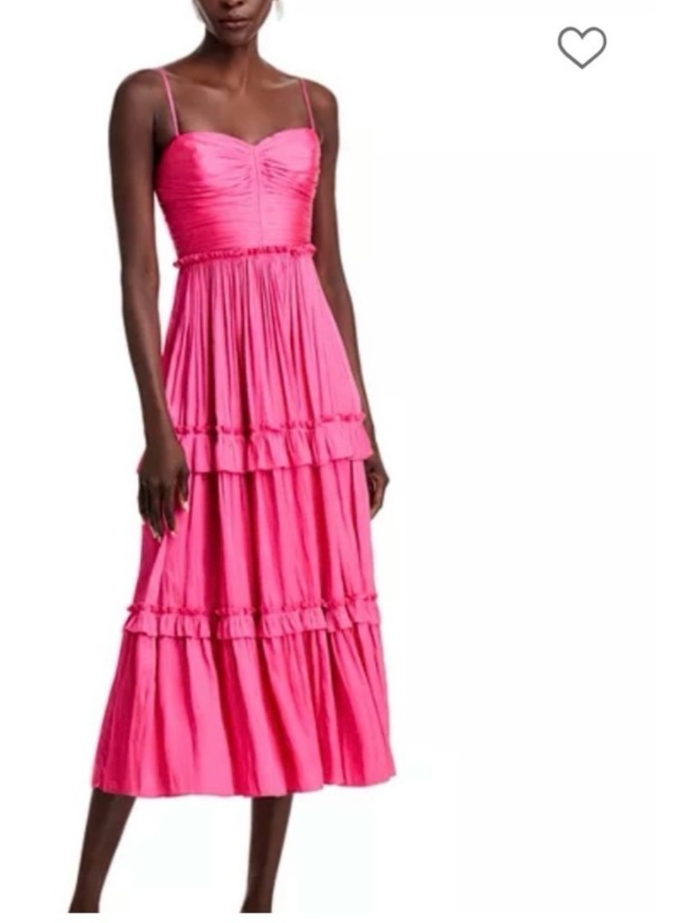 Pink Tiered Spaghetti-Strap Midi Dress
